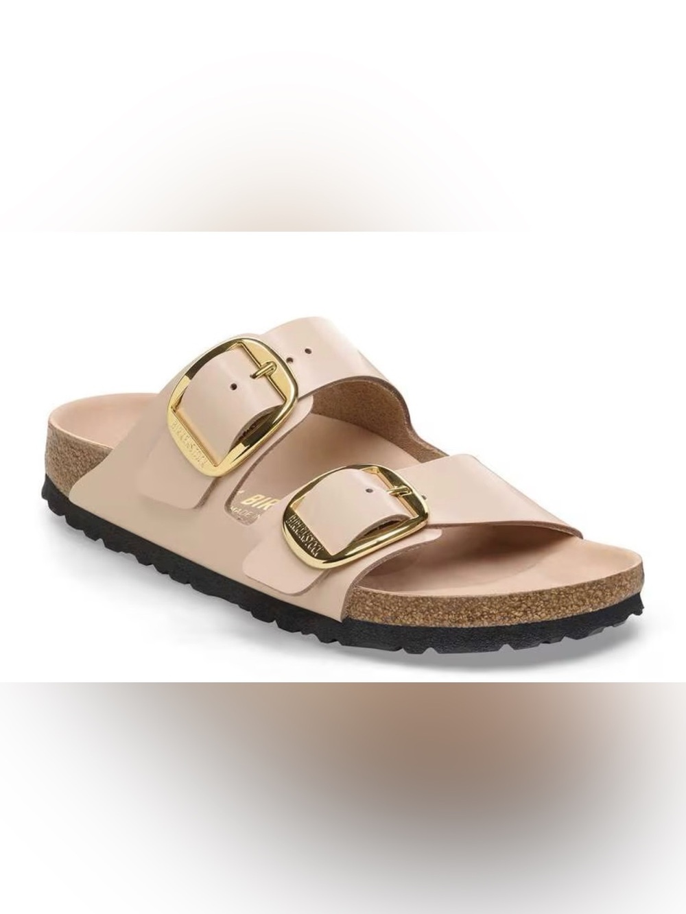 Birkenstock Arizona Big Buckle Sandal in High Shine New Beige sz 6